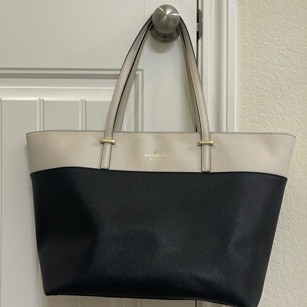 Kate Spade Two Tone Leather Large Shoulder Tote Bag